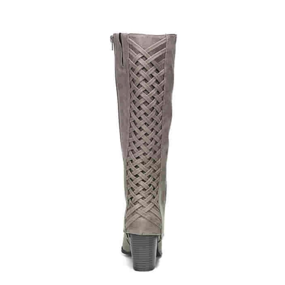 Wide Calf Interwoven Lace Back Knee High Tall Boot - Picture 5 of 8